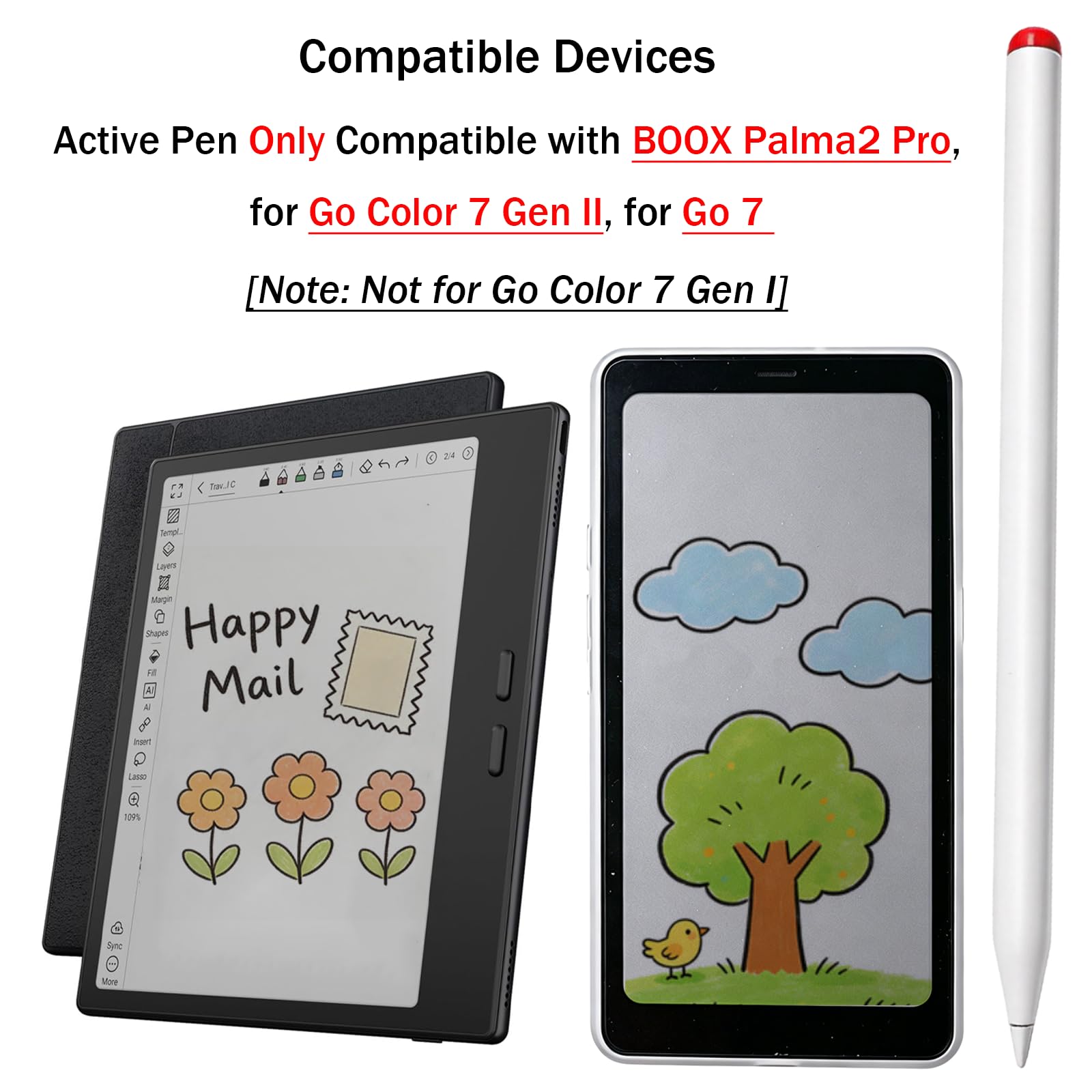 BOOX Go Color 7 (Gen II) +（純正スタイラスペン）セット Amazon.co.jp: アクティブスタイラスペンは、BOOX Palma2 Pro、Go 7